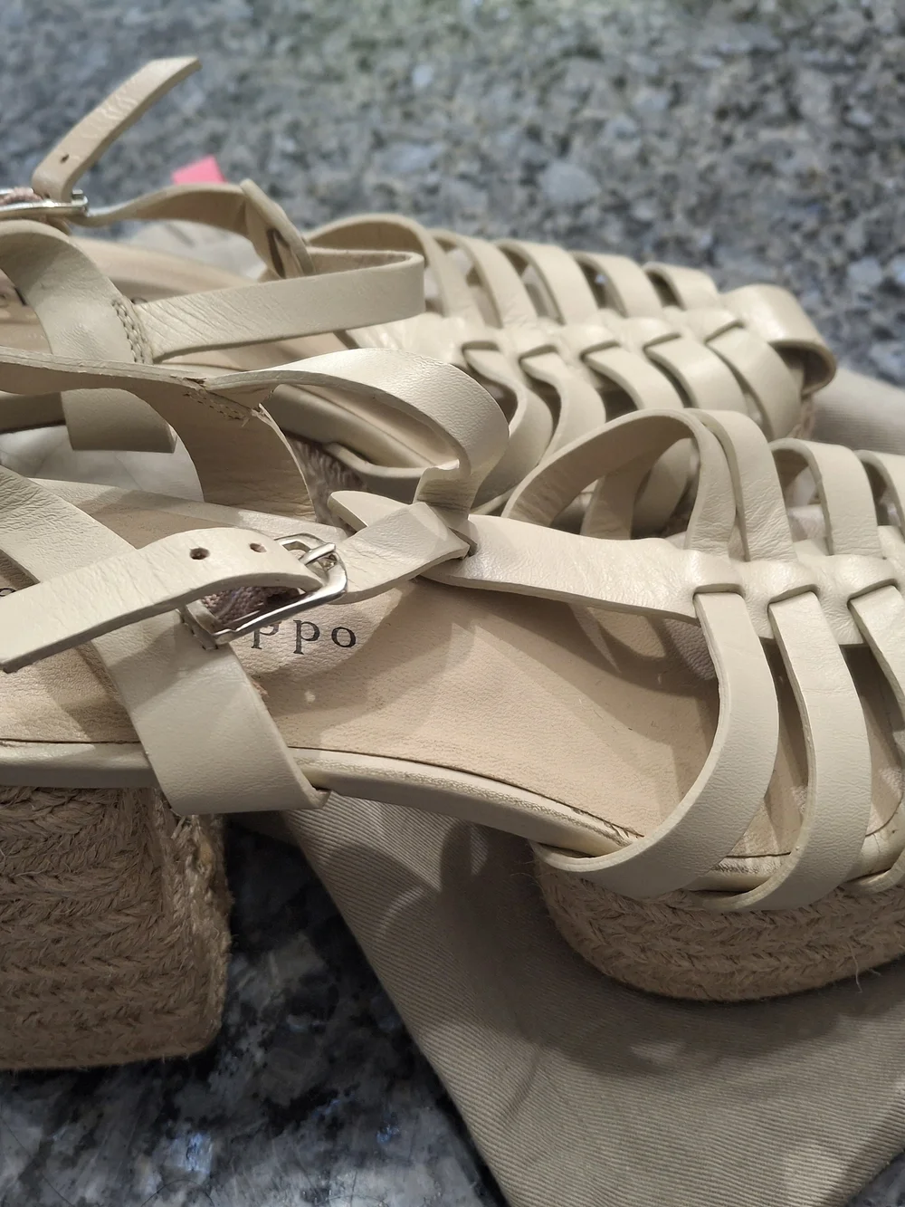 Dee Ocleppo Cream Woven Espadrille Sandals